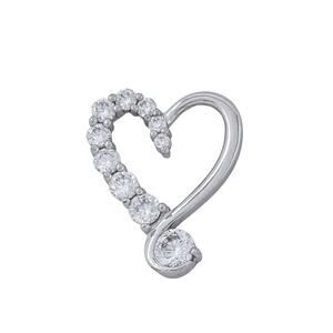 Estate Sterling Silver 925 Graduated Cubic Zirconia Heart Pendant